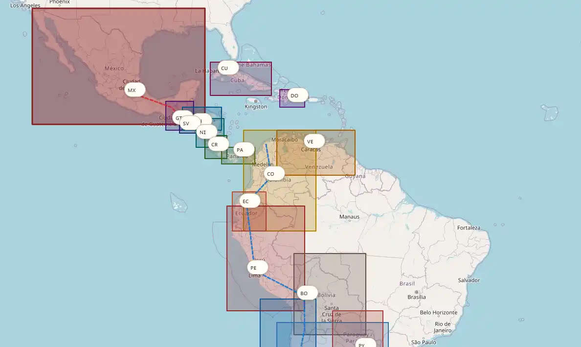 Carte interactive Amérique latine